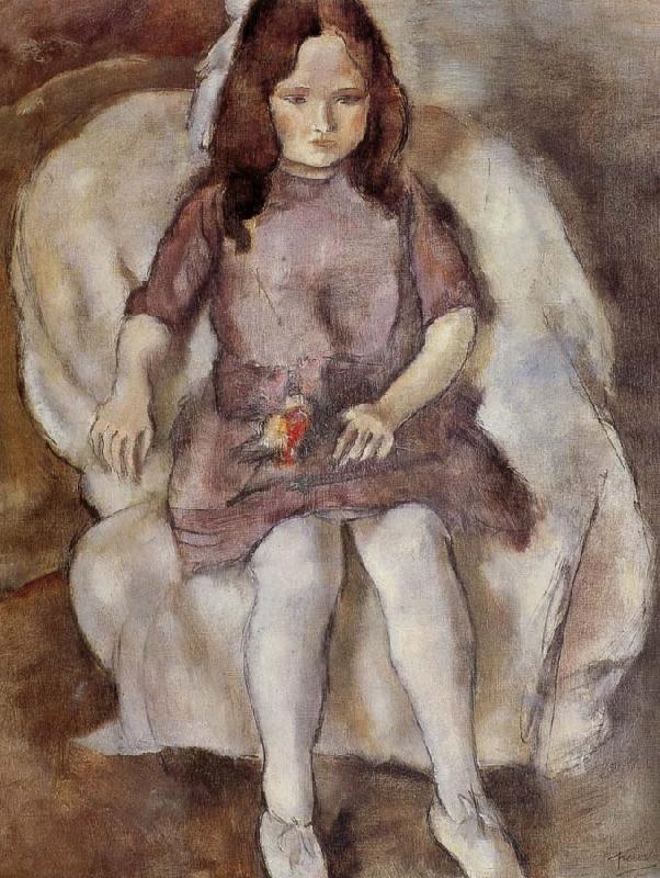 Jules Pascin The Girl holding flower